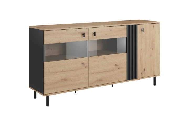 Komoda MADIS 165 3d dąb artisan antracyt