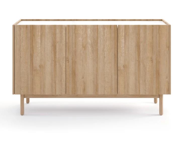 Komoda szeroka BOHO KB-83 dąb riviera marmur bianco – elegancka komoda do salonu w stylu boho.