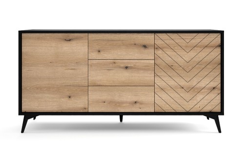 Komoda DIAMOND KSZ-154 szeroka do salonu – nowoczesna komoda z szufladami i półkami
