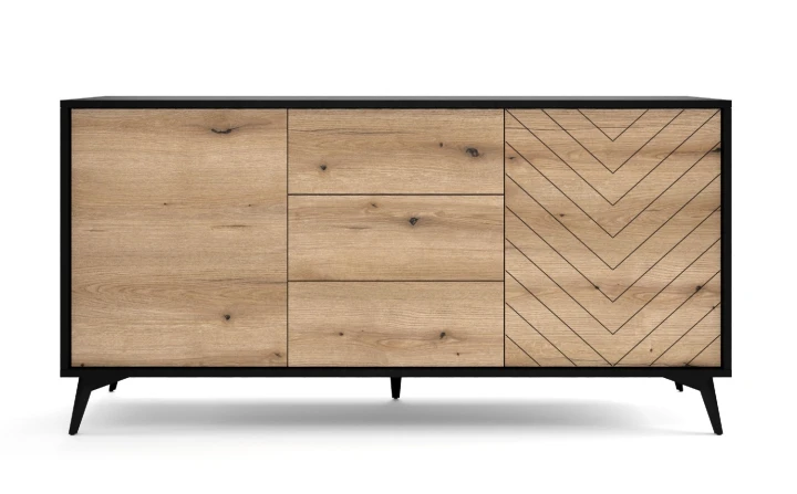 Komoda DIAMOND KSZ-154 szeroka do salonu – nowoczesna komoda z szufladami i półkami