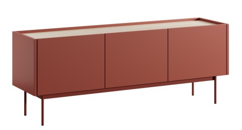 Komoda RTV COLOR ceramiczny czerwony dąb linea – nowoczesna szafka pod telewizor do salonu