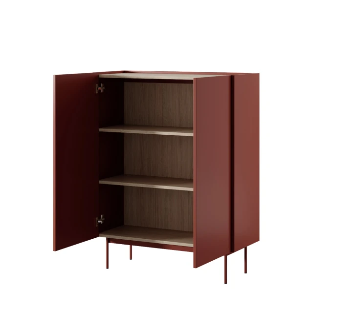 Komoda wysoka COLOR KB-97 ceramiczny czerwony dąb linea – designerska komoda do salonu