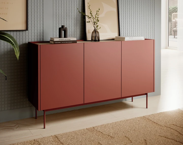 Komoda szeroka COLOR KB-144/83 ceramiczny czerwony dąb linea – nowoczesna komoda do salonu